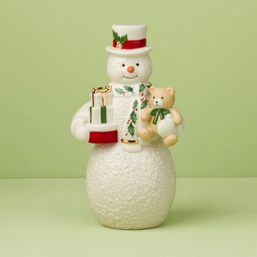 2024 Snowman With Teddy Bear Figurinehome decorative items
