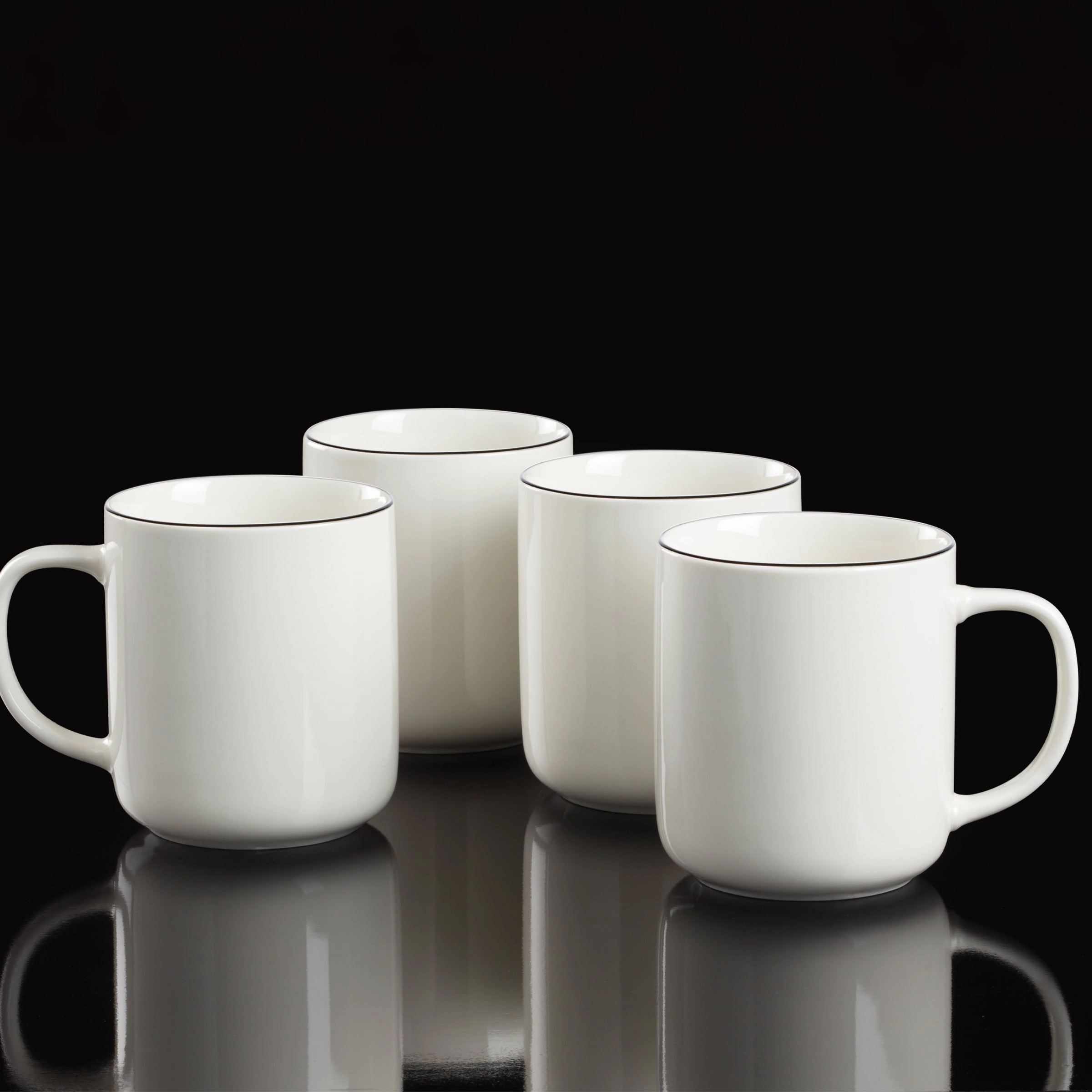 24 Seven Black Rim Mugs - Set of 4