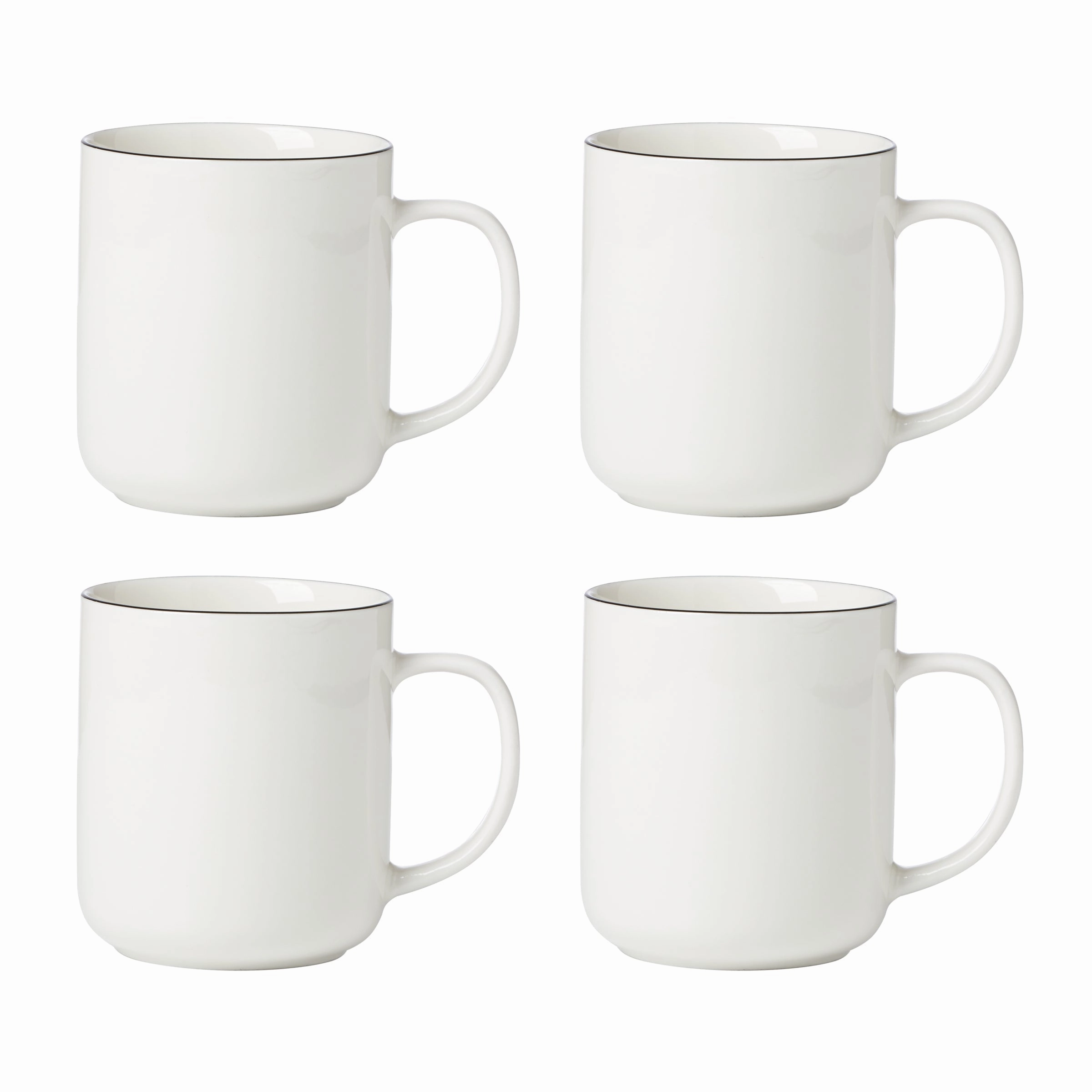 24 Seven Black Rim Mugs - Set of 4glass cups ,personalized mugs 