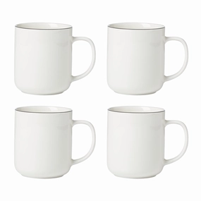 24 Seven Black Rim Mugs - Set of 4glass cups ,personalized mugs 