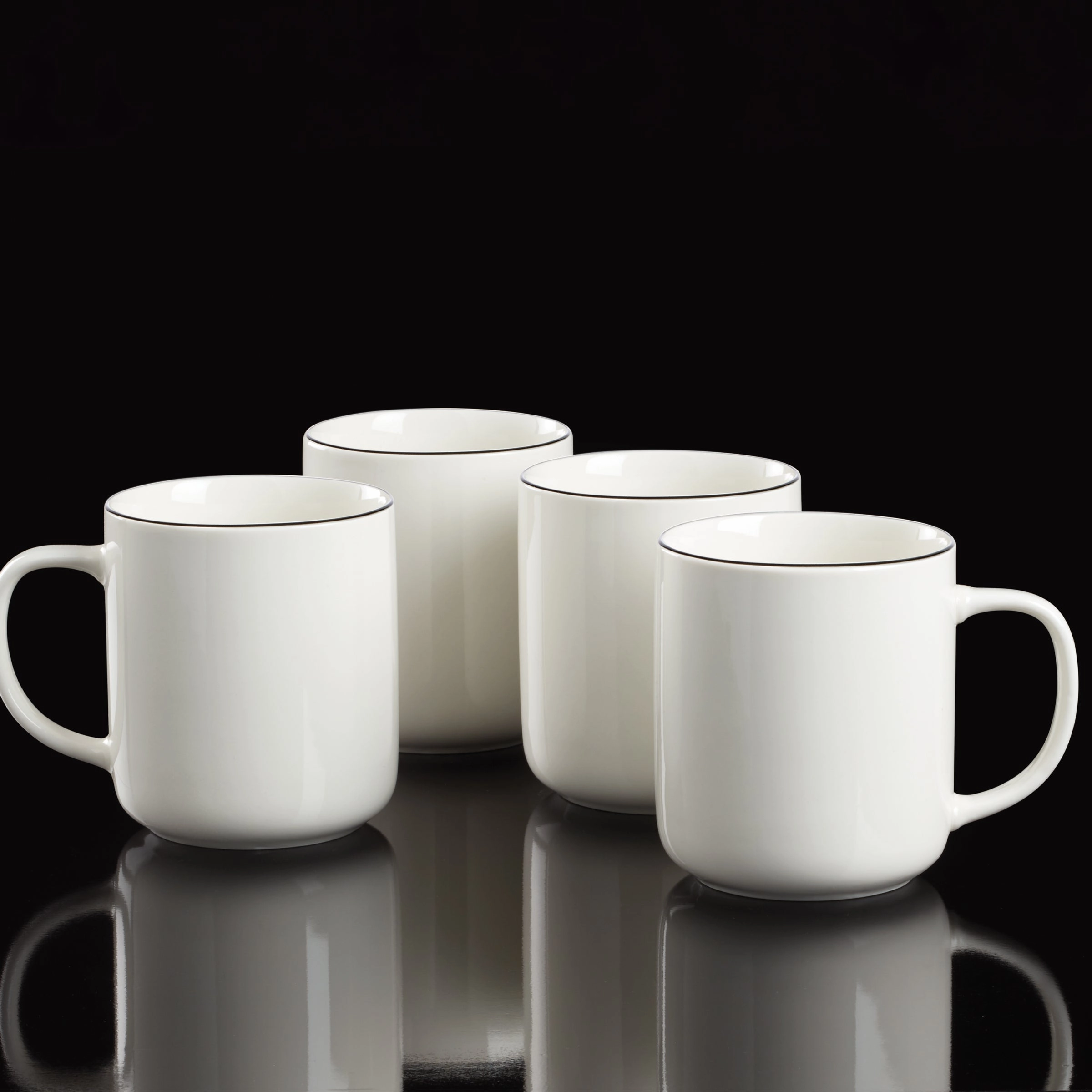 24 Seven Black Rim Mugs - Set of 4