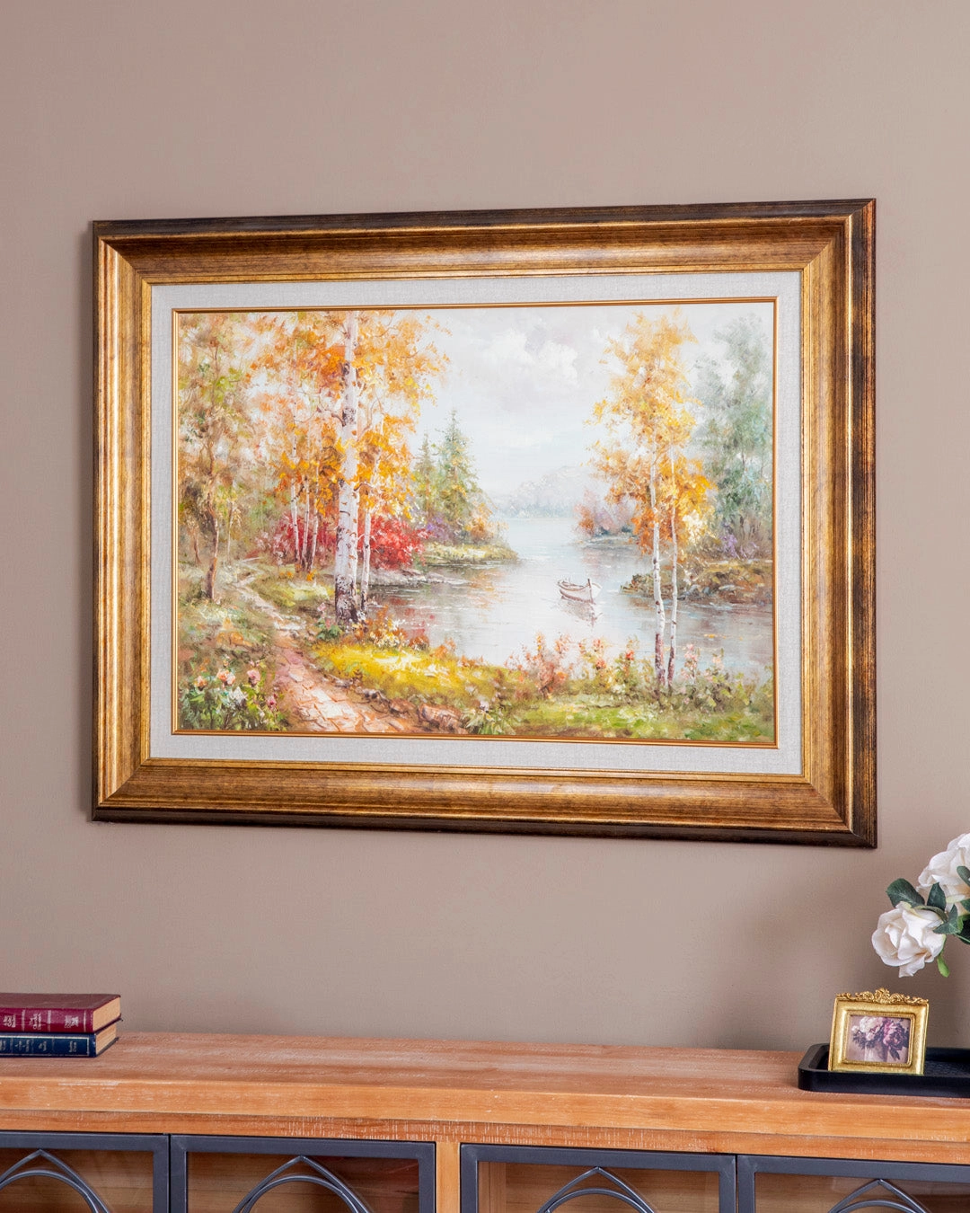 'Autumn Landscape' Handmade Oil Painting - 34x46 Inchnordic style wall decor