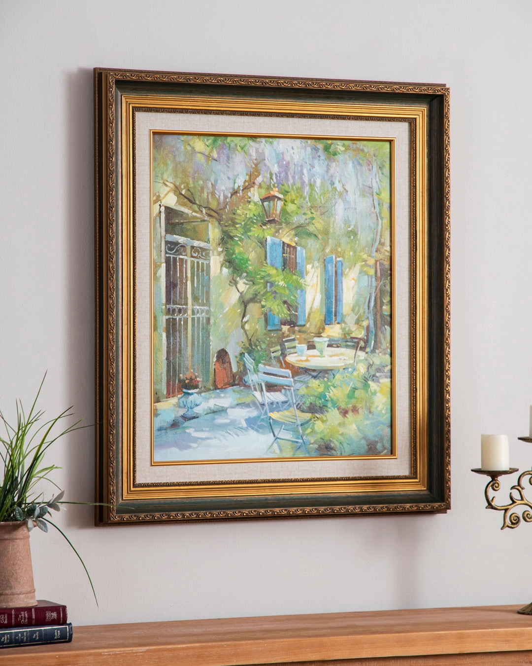'Backyard Garden' Handmade Oil Painting - 28x32 Inchnordic style wall decor