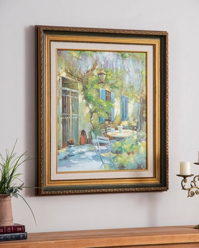 'Backyard Garden' Handmade Oil Painting - 28x32 Inchnordic style wall decor