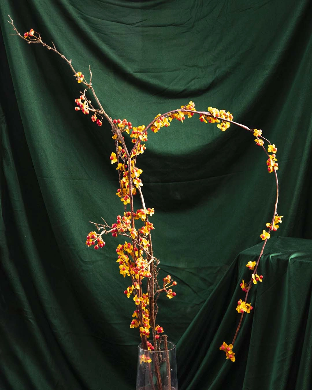 'Bittersweet Fruit' Decorative Faux Flower Stick - Orange
