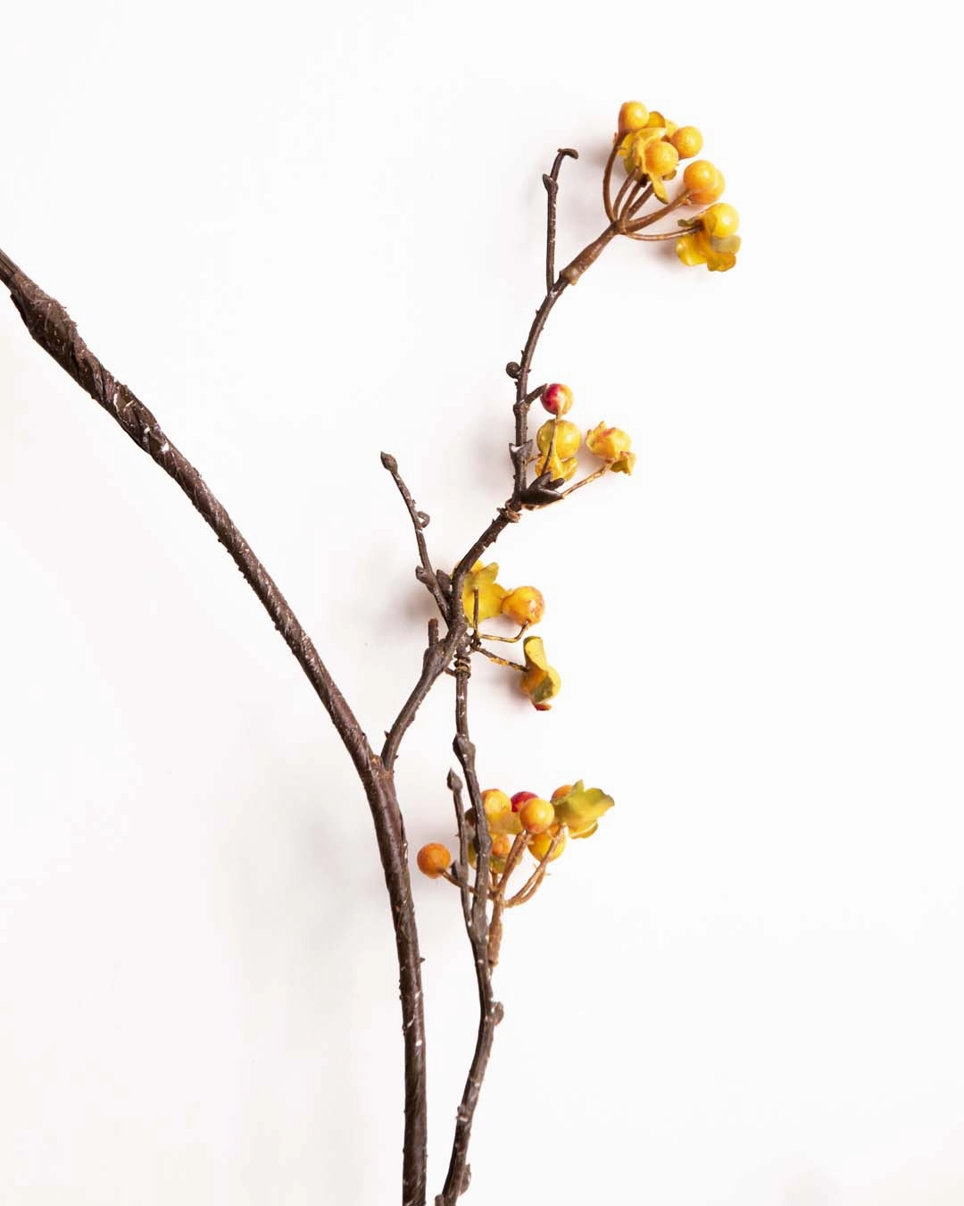 'Bittersweet Fruit' Decorative Faux Flower Stick - Yellow