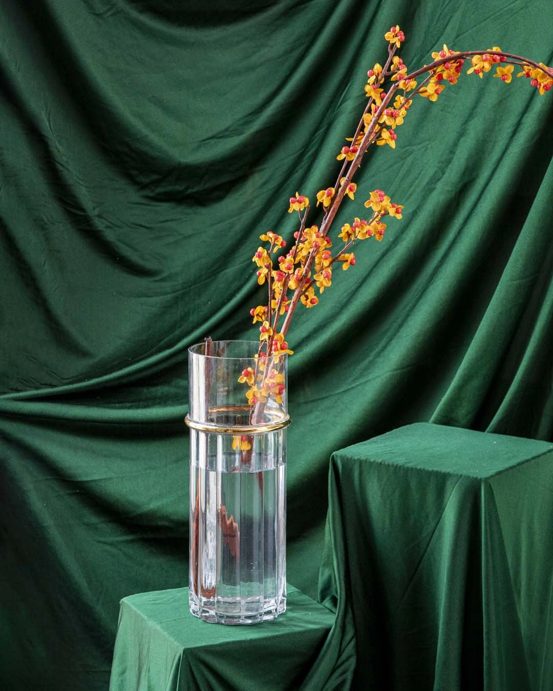 'Bittersweet Fruit' Decorative Faux Flower Stick - Yellow