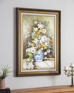 'Blue Vase' Handmade Oil Painting - 34x46 Inchnordic style wall decor