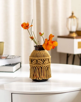 'Elegant Knots' Macrame Glass Vasehome decor ,wall decor 