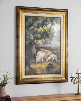 'Flock of Sheep' Handmade Oil Painting - 34x46 Inchnordic style wall decor
