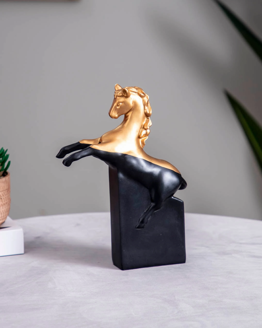 'Galloping Grace' Gold & Black Horse Figurine