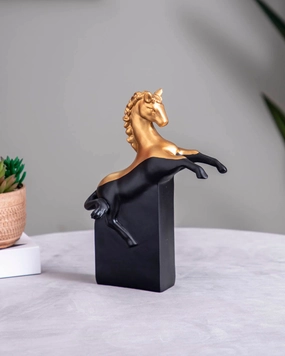 'Galloping Grace' Gold & Black Horse Figurinehome decor ,wall decor 