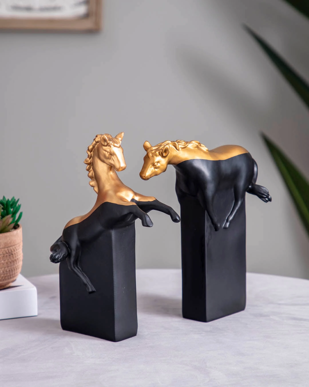 'Galloping Grace' Gold & Black Horse Figurine
