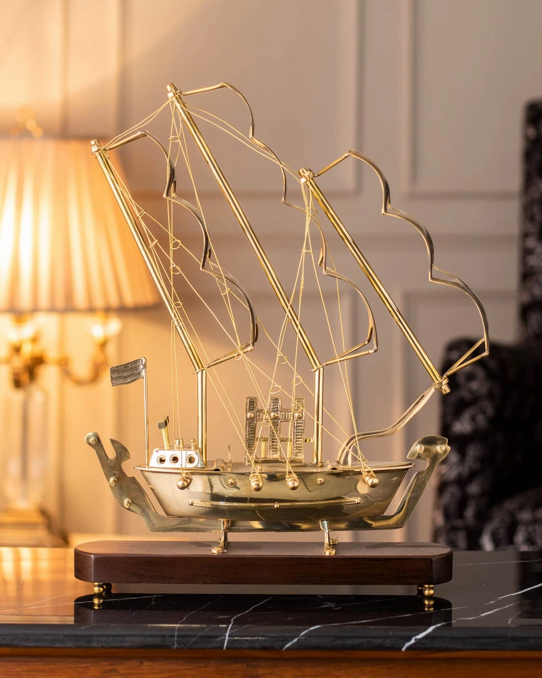 'Golden Age' Handcrafted Brass Model Ship - Large - 26"