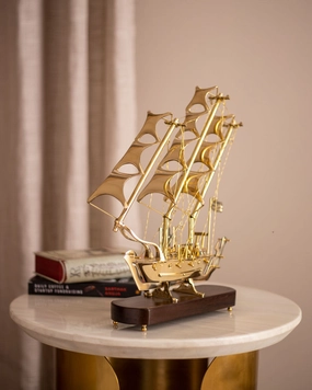 'Golden Age' Handcrafted Brass Model Ship - Small - 15"home decor ,wall decor 