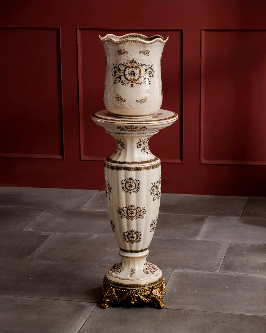 'Imperial Grace' Ornamental Vase With Pedestal Standhome decor ,wall decor 