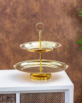 "Gleaming Gold Tower" 2 Tier Cake Standmodern kitchen decor ,kitchen dinner set ,dinnerware 