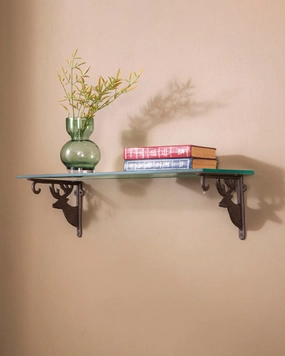 'Rein Deer' Cast Iron Decorative Shelf Set With Glasshome decor ,wall decor 