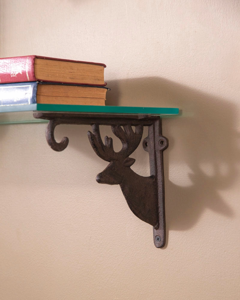 'Rein Deer' Cast Iron Decorative Shelf Set With Glass