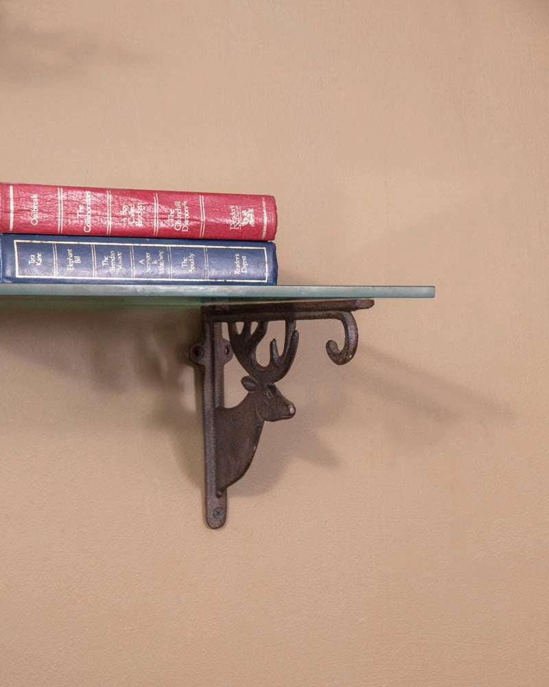 'Rein Deer' Cast Iron Decorative Shelf Set With Glass