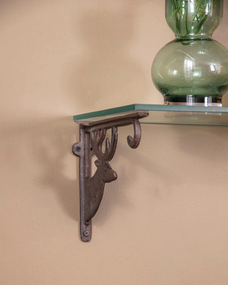 'Rein Deer' Cast Iron Decorative Shelf Set With Glass