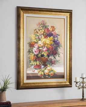 'September Flowers' Handmade Oil Painting - 34x46 Inchnordic style wall decor