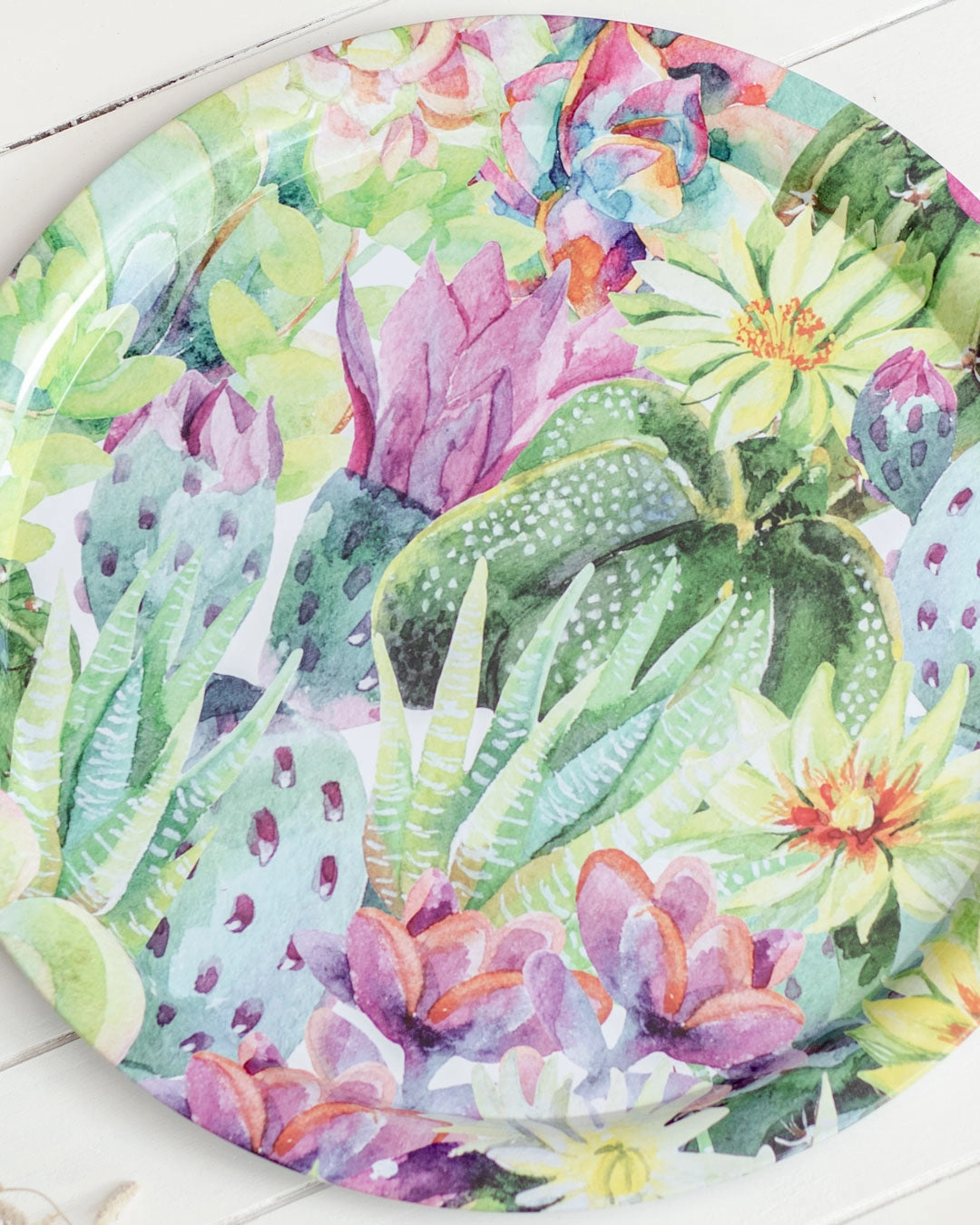 'Succulents' Round Serving Tray - Set Of 2