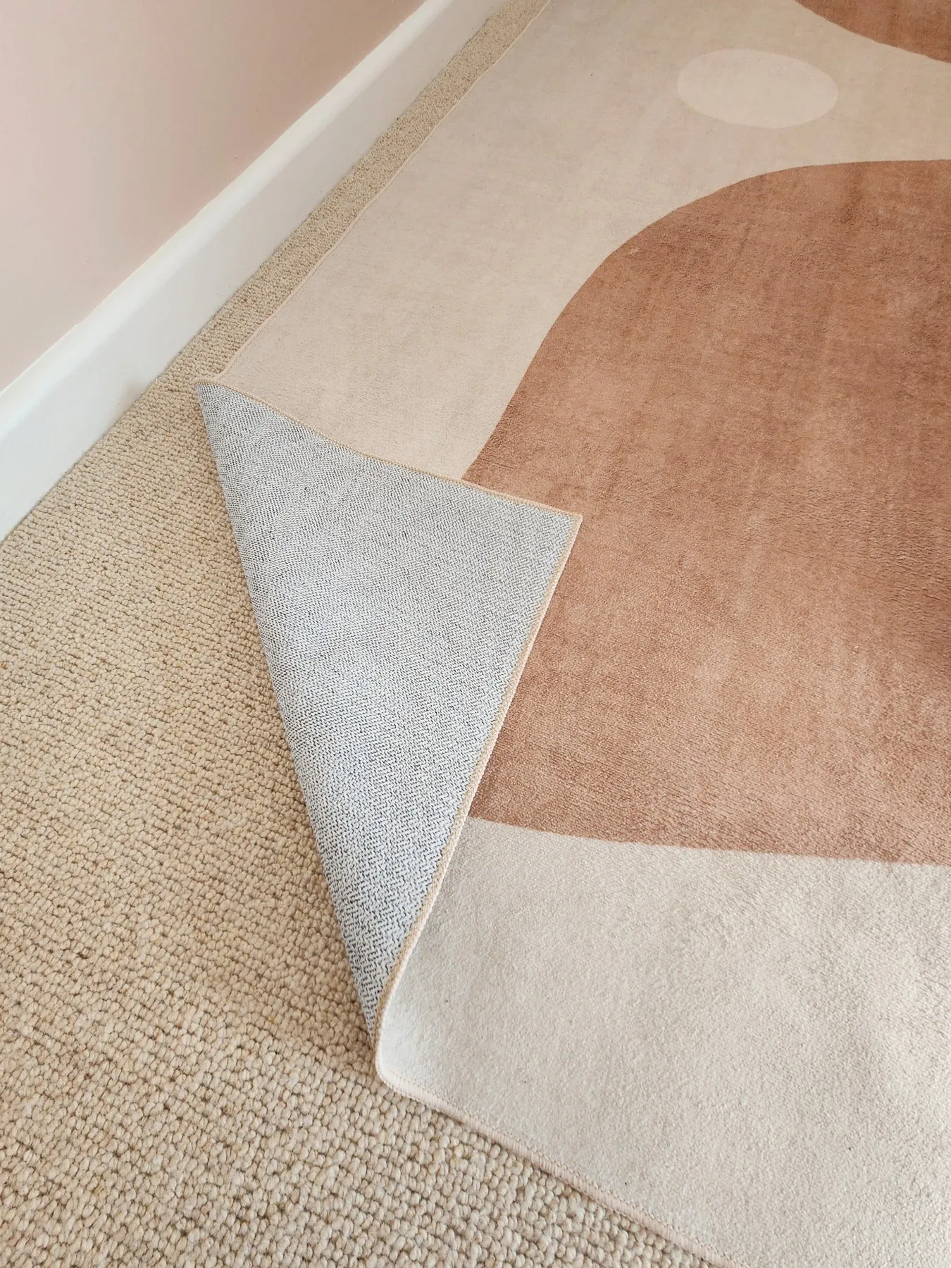 Aara Terracotta and Cream Botanical Washable Rug
