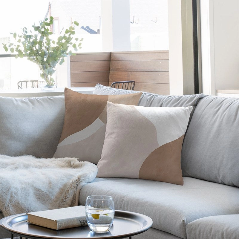 Abstract Beige Throw Cushion