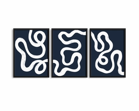 Abstract Lines Blue Print Trionordic style wall decor