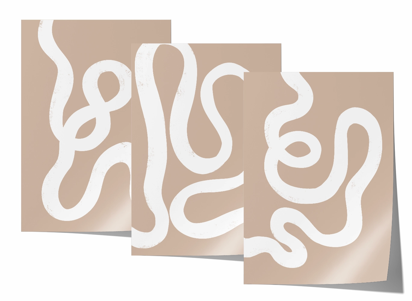 Abstract Lines Brown Print Trio