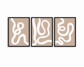Abstract Lines Brown Print Trionordic style wall decor