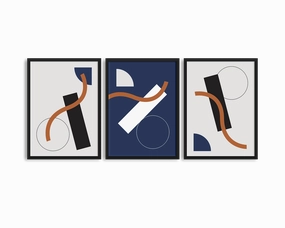 Abstract Shapes Print Concept #1- Three Framesmodern abstract painting decor