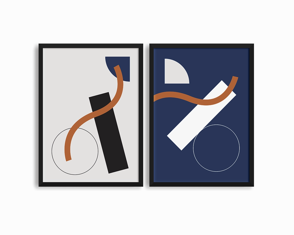 Abstract Shapes Print Concept #1- Two Framesmodern abstract painting decor