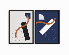 Abstract Shapes Print Concept #1- Two Framesmodern abstract painting decor