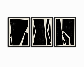 Abstract Squares Black Trio Setmodern abstract painting decor
