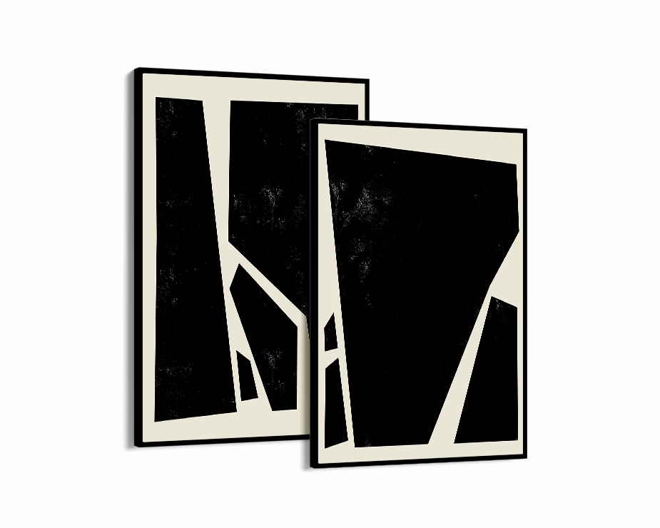 Abstract Squares Black Two Prints