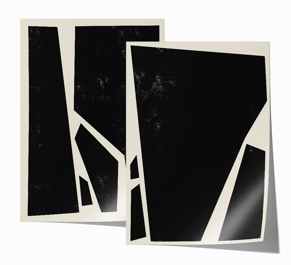 Abstract Squares Black Two Prints