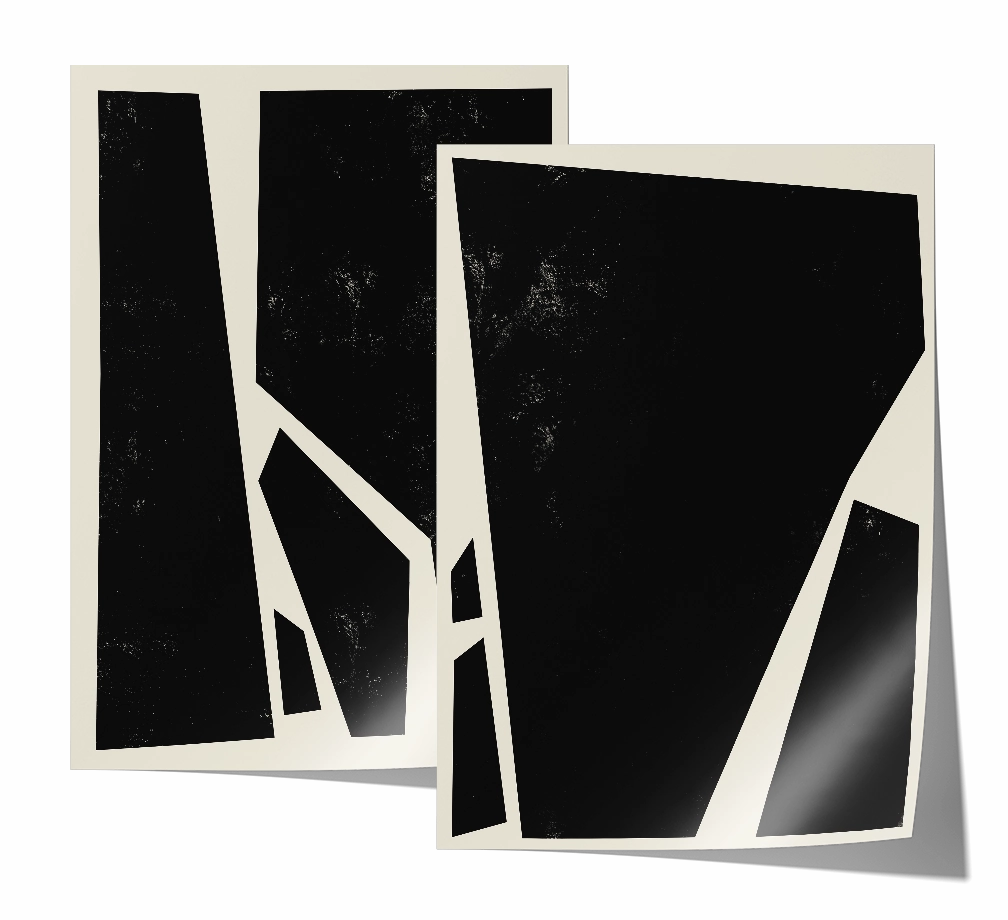 Abstract Squares Black Two Prints