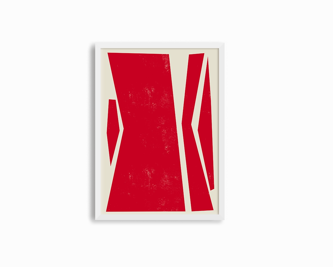 Abstract Squares Center Red