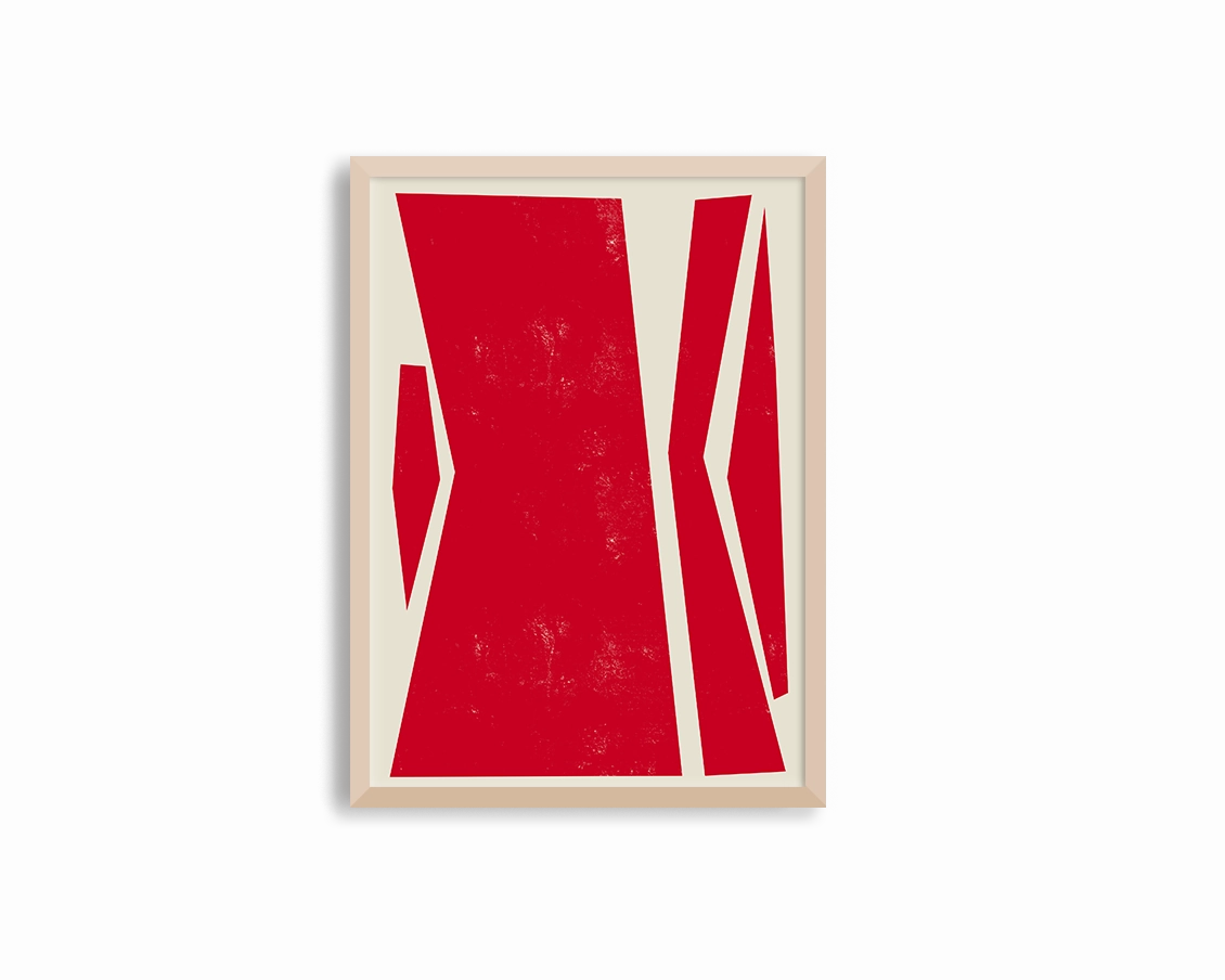 Abstract Squares Center Red