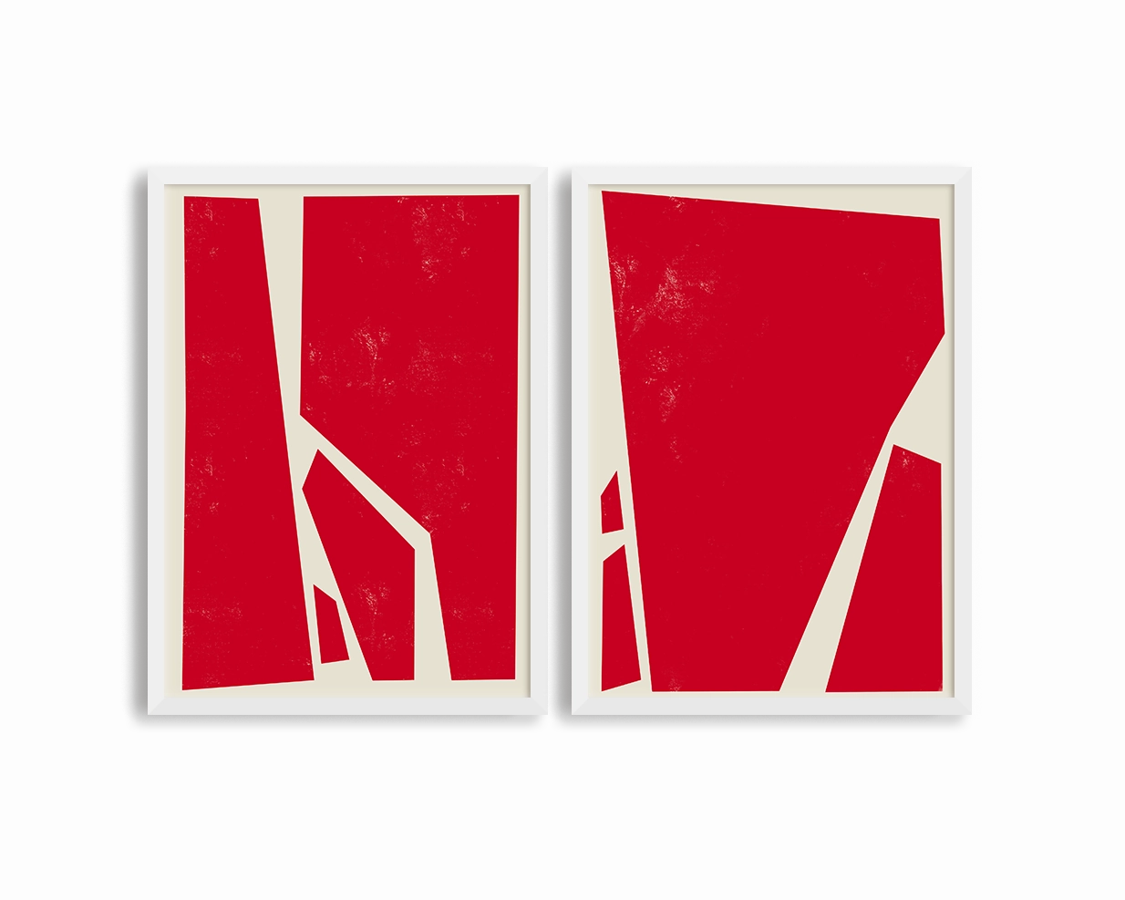 Abstract Squares Red Two Prints