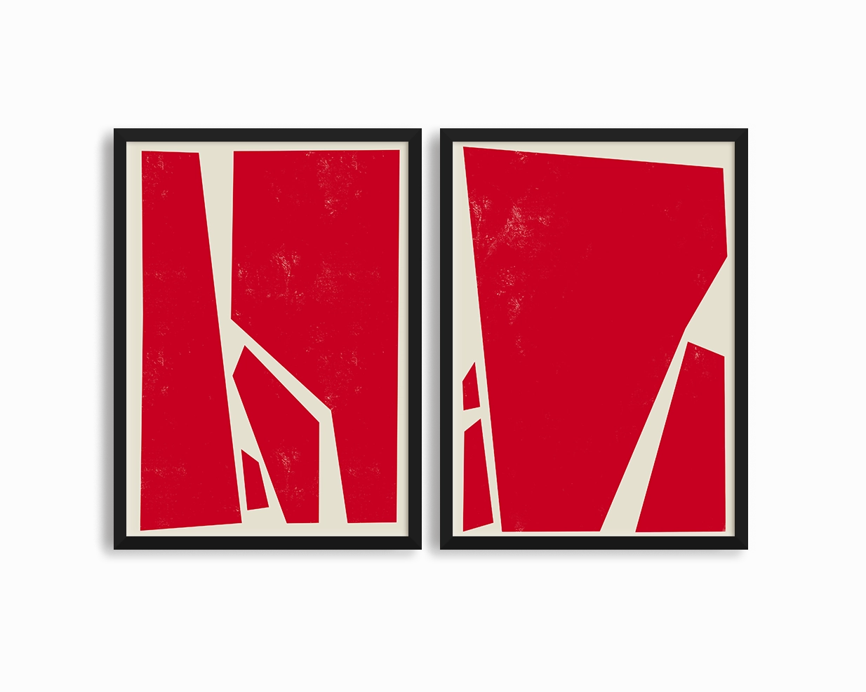 Abstract Squares Red Two Printsmodern abstract painting decor