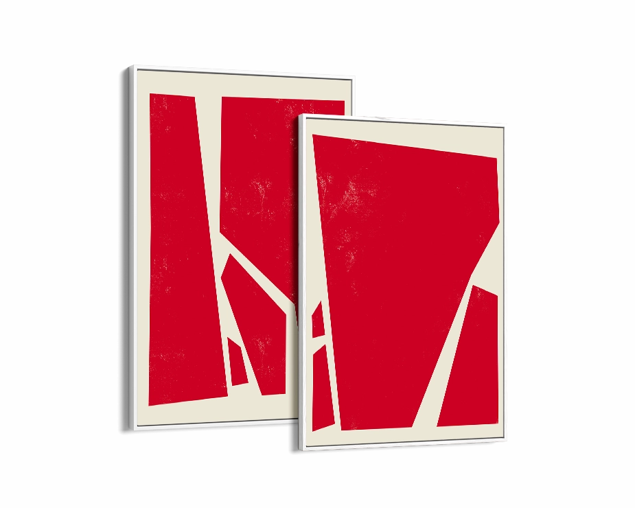 Abstract Squares Red Two Prints