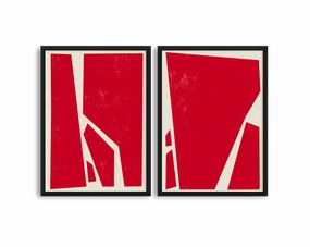 Abstract Squares Red Two Printsmodern abstract painting decor