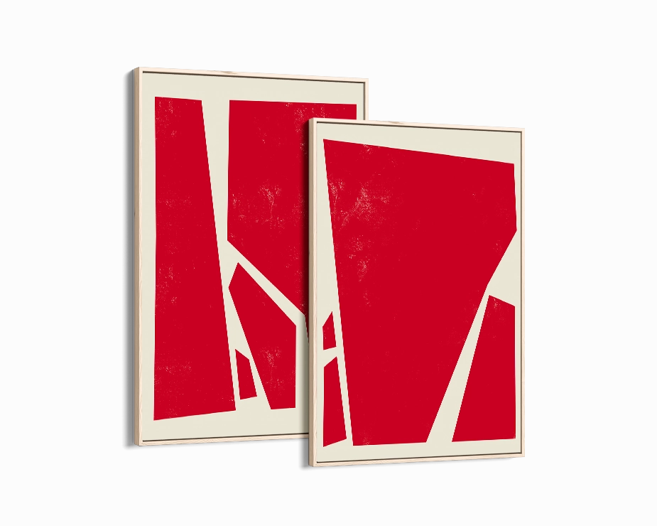 Abstract Squares Red Two Prints