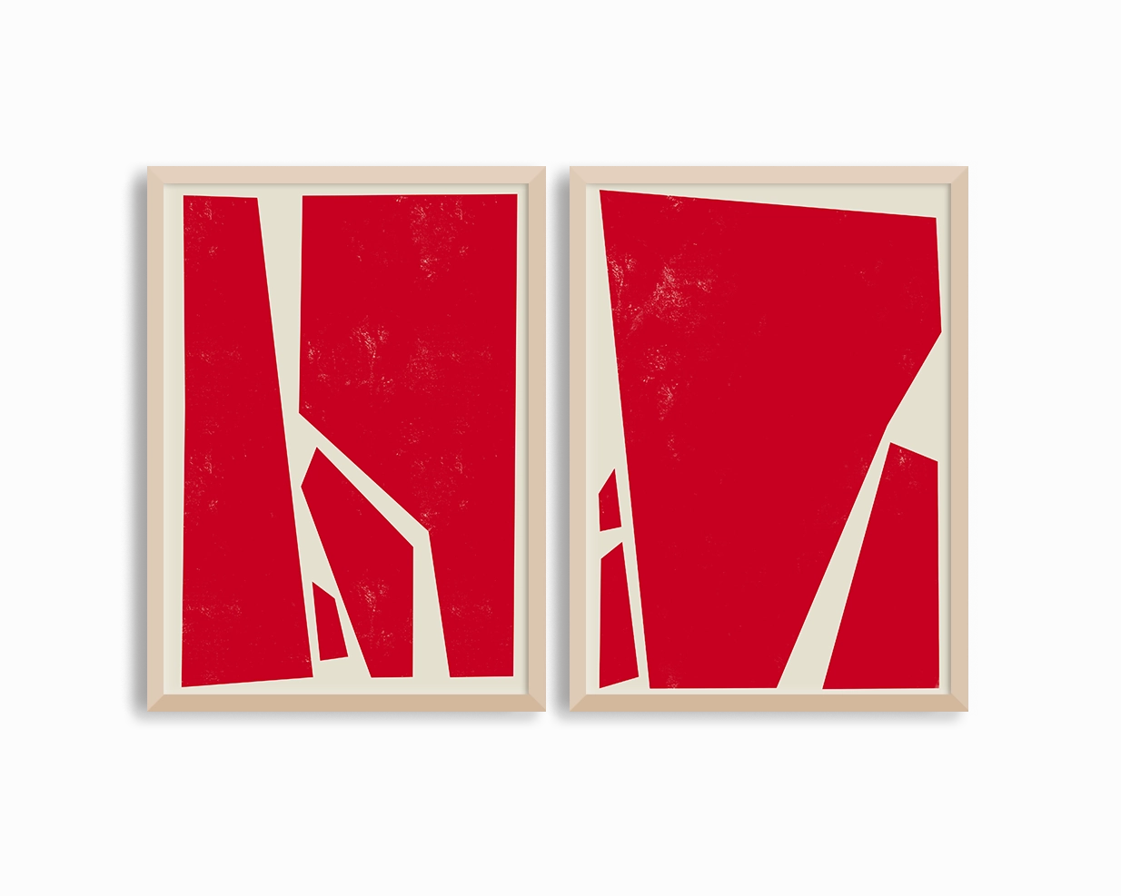 Abstract Squares Red Two Prints