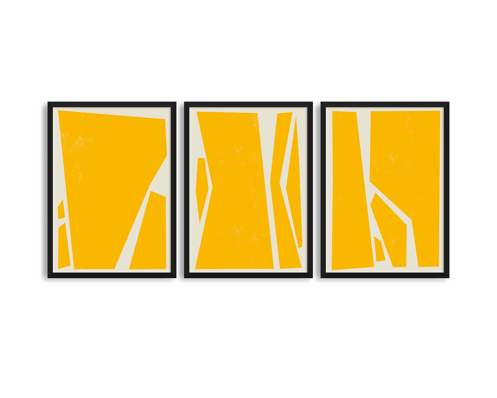 Abstract Squares Yellow Trio Setmodern abstract painting decor