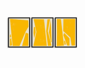 Abstract Squares Yellow Trio Setmodern abstract painting decor