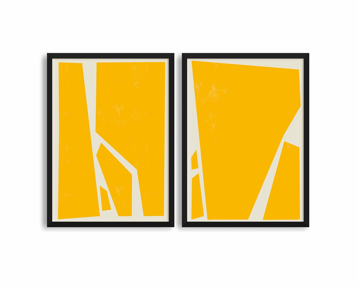 Abstract Squares Yellow Two Printsmodern abstract painting decor
